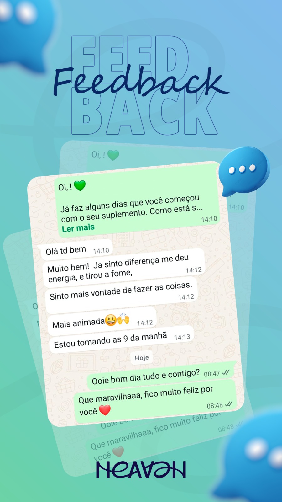 Feedback de cliente Heaven no WhatsApp